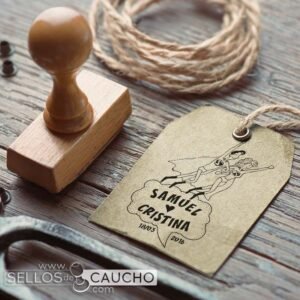 Sello boda Super Heroes 50x30 mm.
