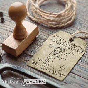 Sello boda Beso Novios 42x35 mm.
