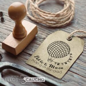 Sello boda Globo novios 40x36 mm.